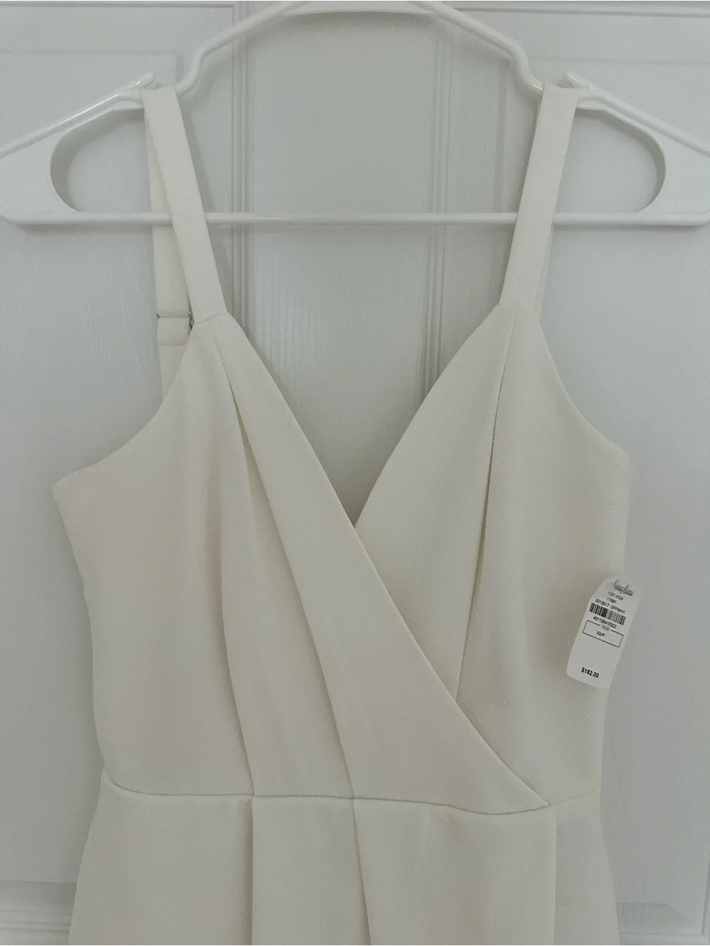 Cream Draped V-Neck Sleeveless Dress with Spaghetti Straps and Tulip Hem